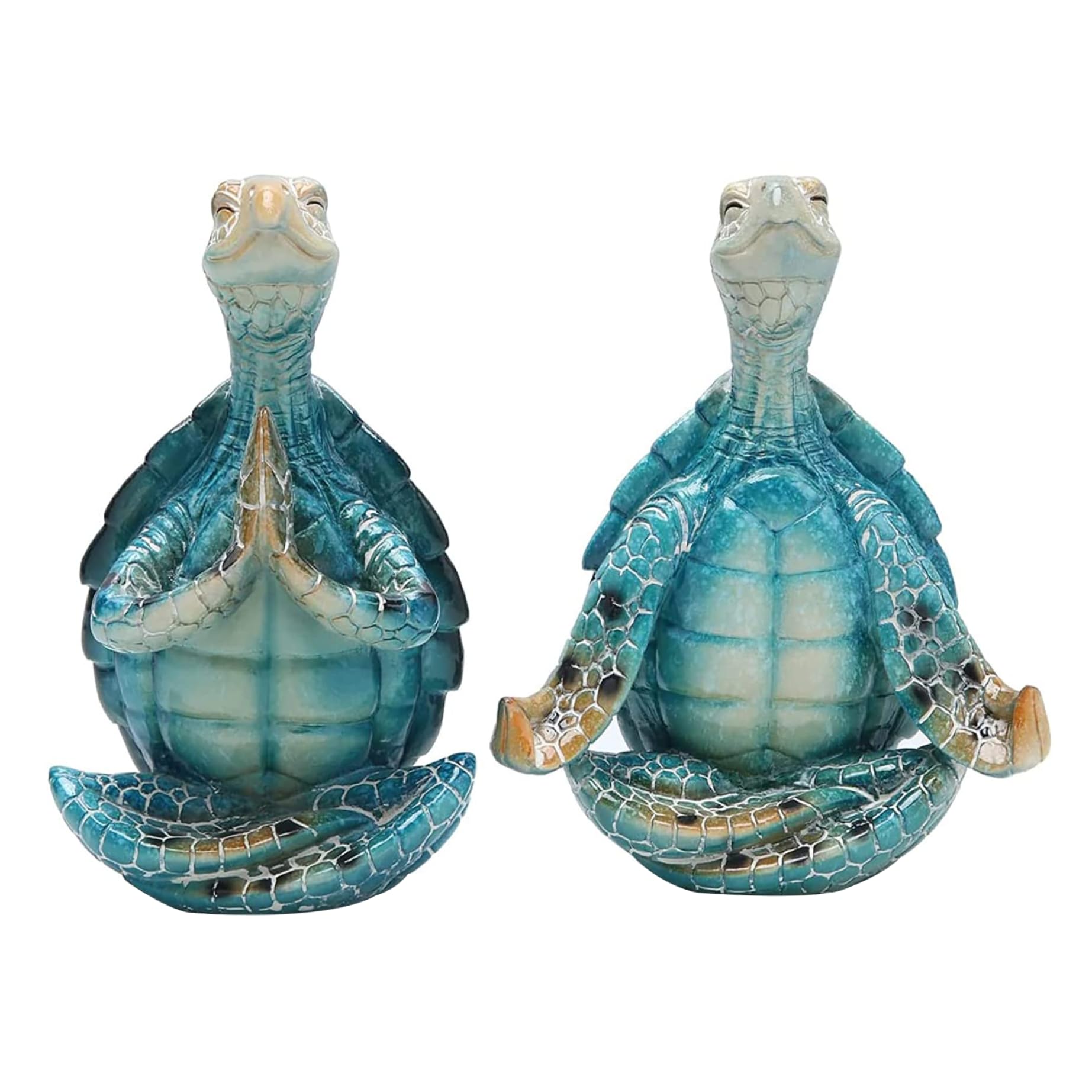Lawnrden sea turtle yoga decorations|2Pcs Turtle Yoga Figurines Beachy Sea Statues Summer Beach Meditation Decorations for Home Room Office Bedroom