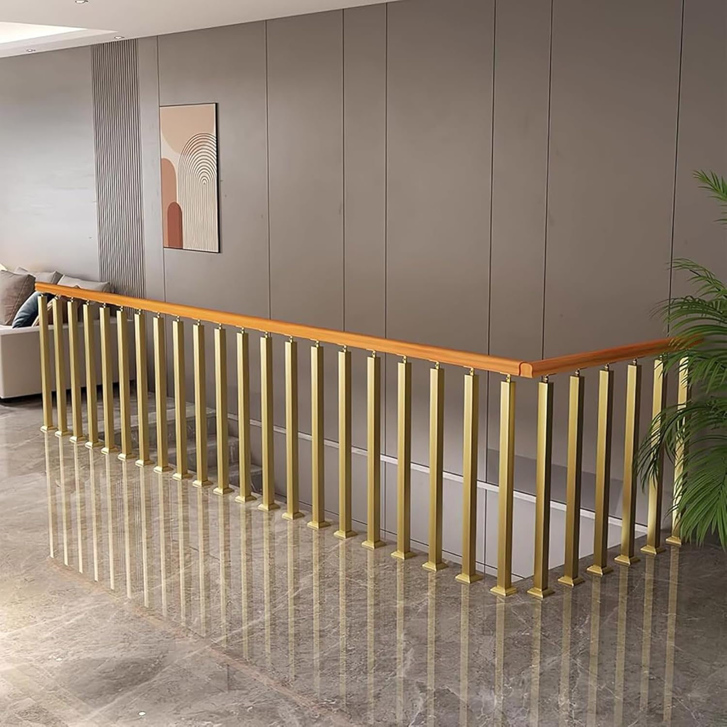 Iron Stair Railing Spindles - 2 Pack Square Baluster Posts (75-100cm, 85cm/33.5in) - Gold Handrail Columns for Indoor Staircases, Steps & Balconies (Glod 75cm/29.5in)