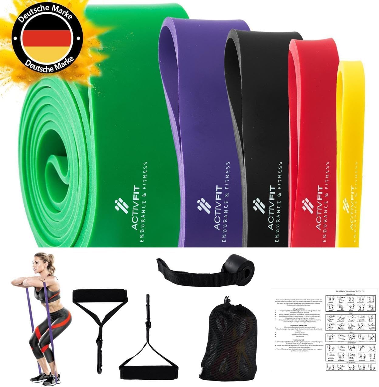 Bandas de resistencia – Juego de 5 bandas de resistencia – Pull Up Band & Klimmzugband para entrenamiento de fuerza, entrenamiento, estiramiento, terapia física, entrenamiento muscular