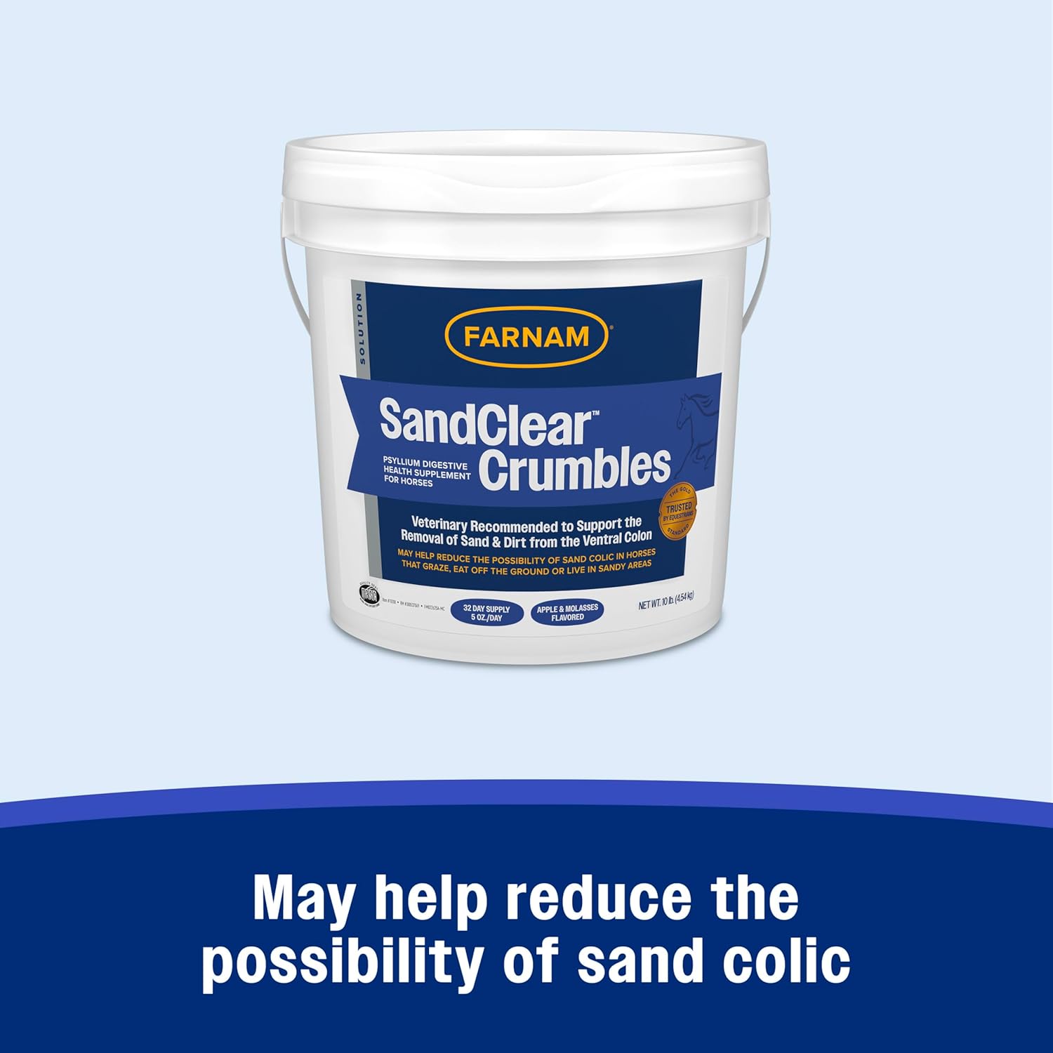 Farnam SandClear Psyllium Crumbles Supplement for Horses, Helps Remove Sand from Colon & Supports Digestive Health, Apple/Molasses Flavor, 10 lbs.