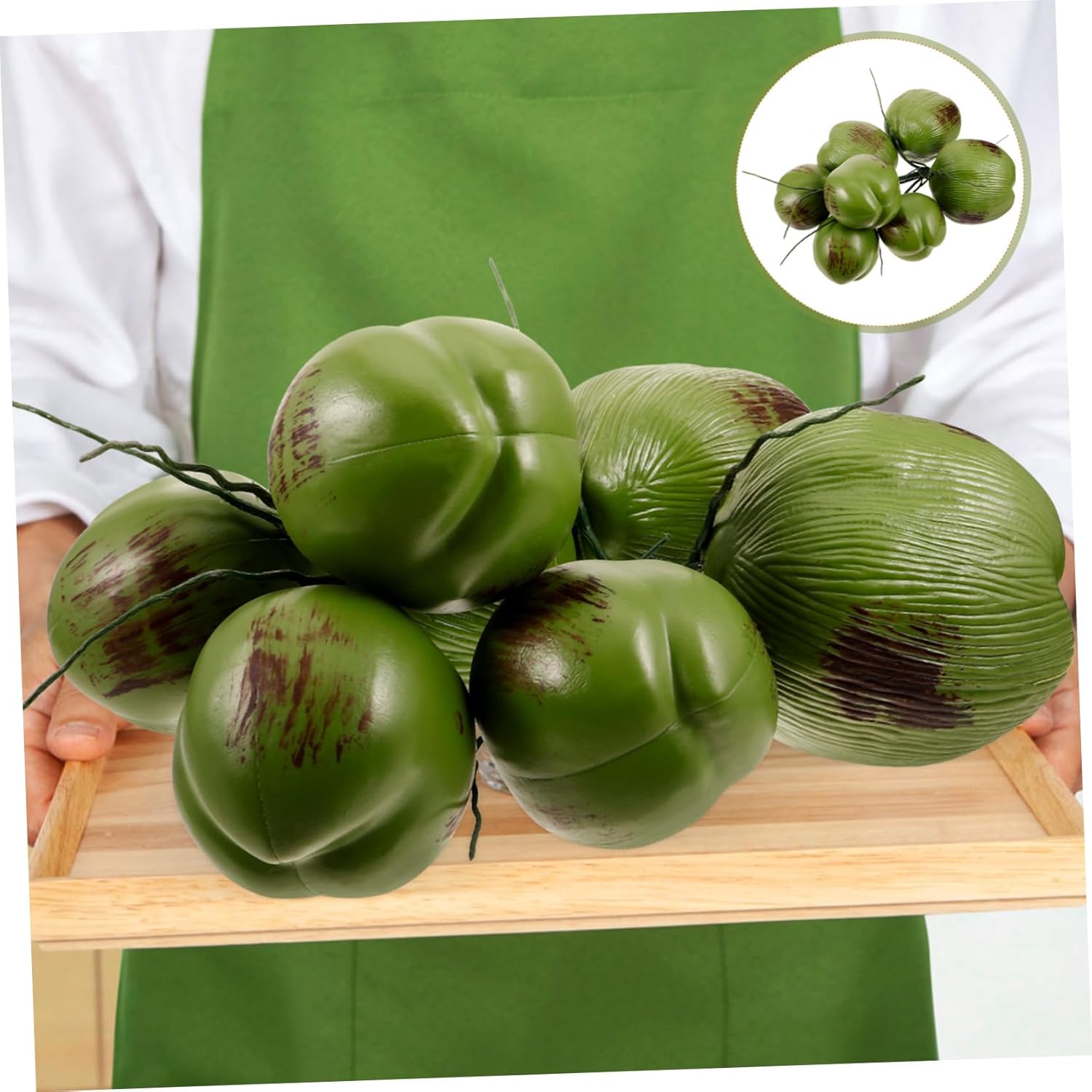 1 Bunch High Simulation Artificial Coconuts Fake Fruit Model for Tropical Party Home Garden Wedding Decor Realistic Imitation Coconut Adornment with Lifelike Detail