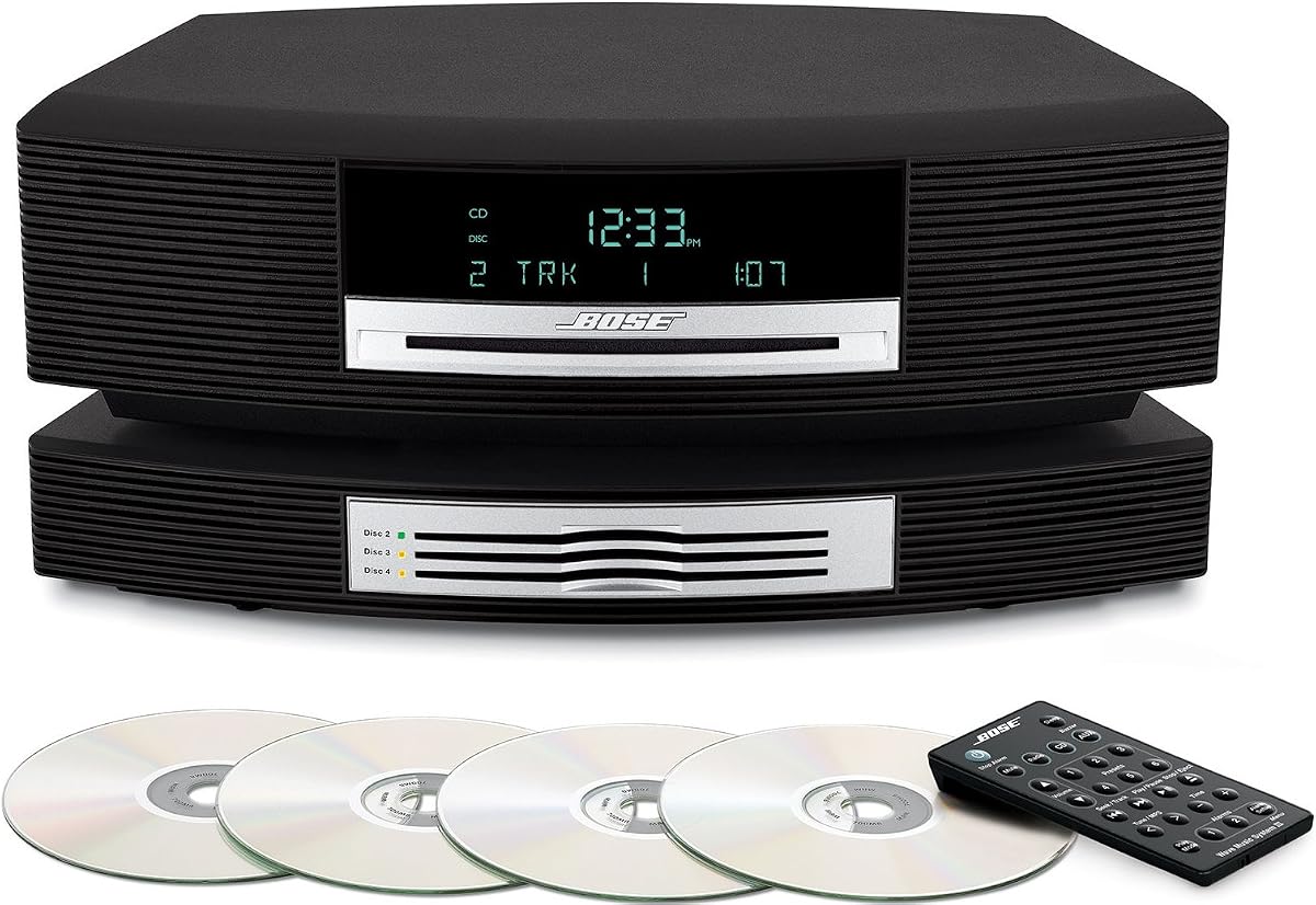Sistema de música Bose Wave con cambiador de CD múltiple - Gris grafito (negro), compatible con Alexa Amazon Echo (renovado)