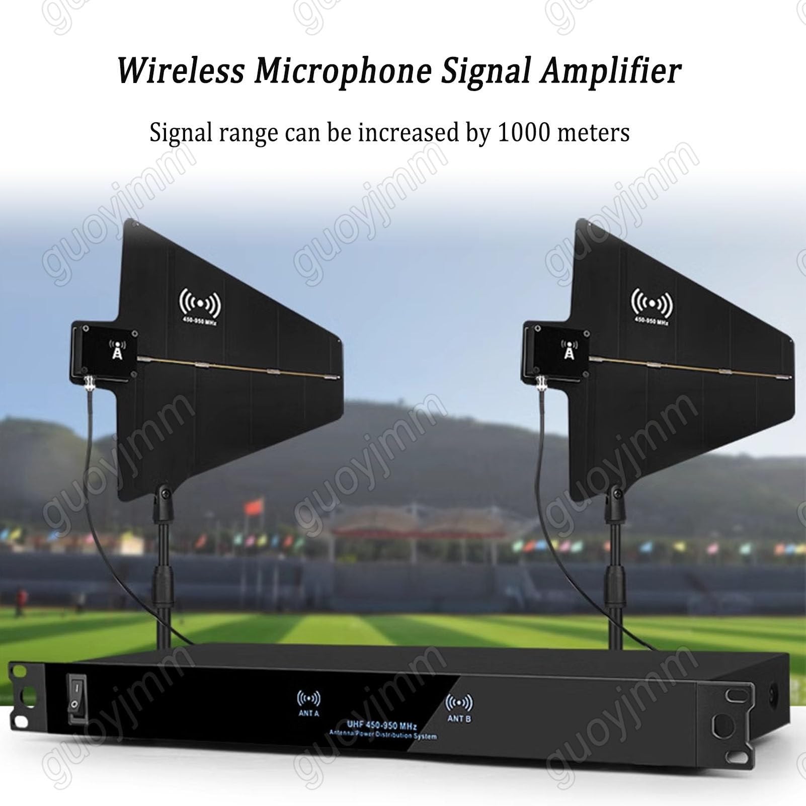Amplificatore di Segnale per Microfono Wireless, Distribuzione dell'Antenna UHF, 8 Uscite + 2 Porte a Cascata, Gamma di Frequenza 450-950 MHz, per Spettacoli sul Palco, Matrimoni