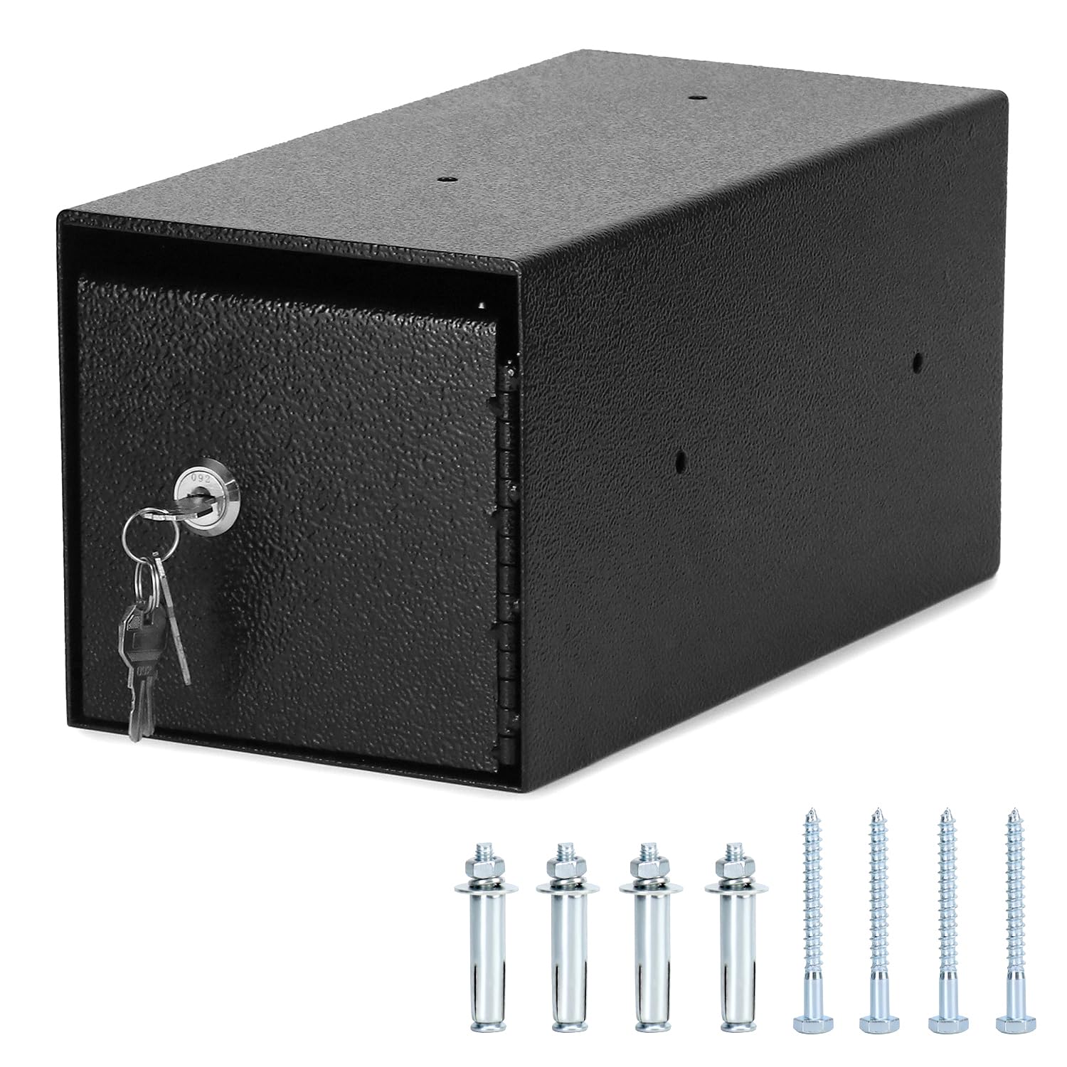 QWORK Caja fuerte resistente con 2 llaves, diseño de ranura unidireccional antirrobo para almacenamiento seguro de efectivo, llaves y documentos, ideal para pequeñas empresas, minoristas, iglesias y