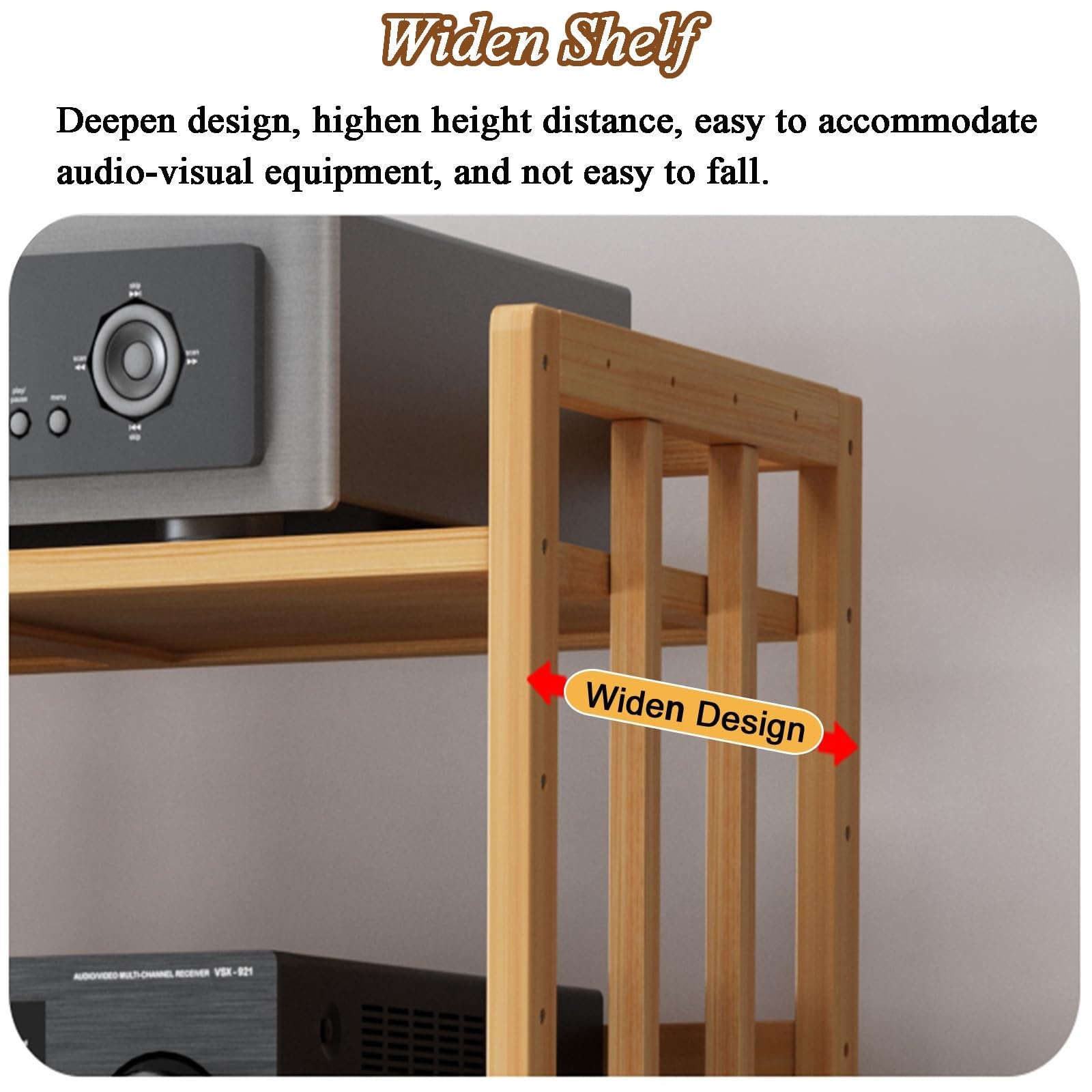 Meuble de Rangement HiFi Rack, Support réglable pour équipement stéréo avec roulettes, étagères à 2 Niveaux pour matériel Audio/vidéo Domestique
