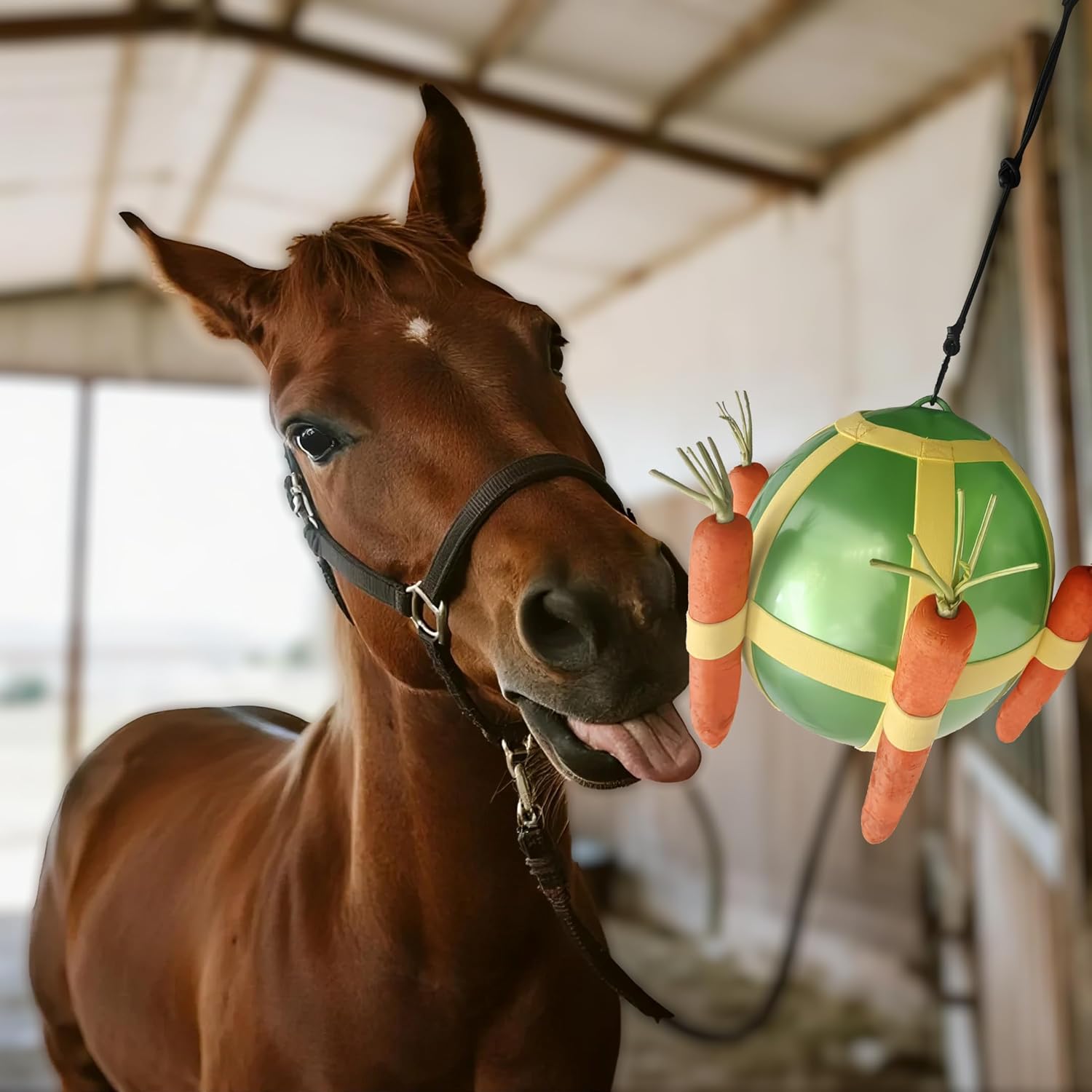 Horse Treat Ball - Blue and Green Carrot Enrichment Toy to Soothe and Play, Prevents Boredom Busters for Horse Puzzle Feeder -Jolly Ball (Green)