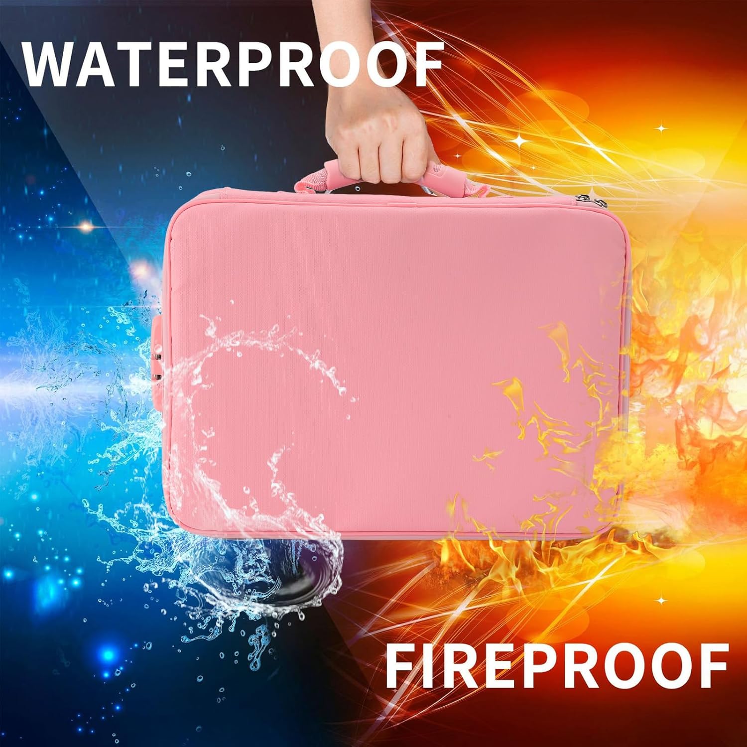 Fireproof Document Bag 4 Layers File Organizer Bag Document Organizer Bag with Coded Lock Home Travel Safe Storage for Passport Certificates Jewelry