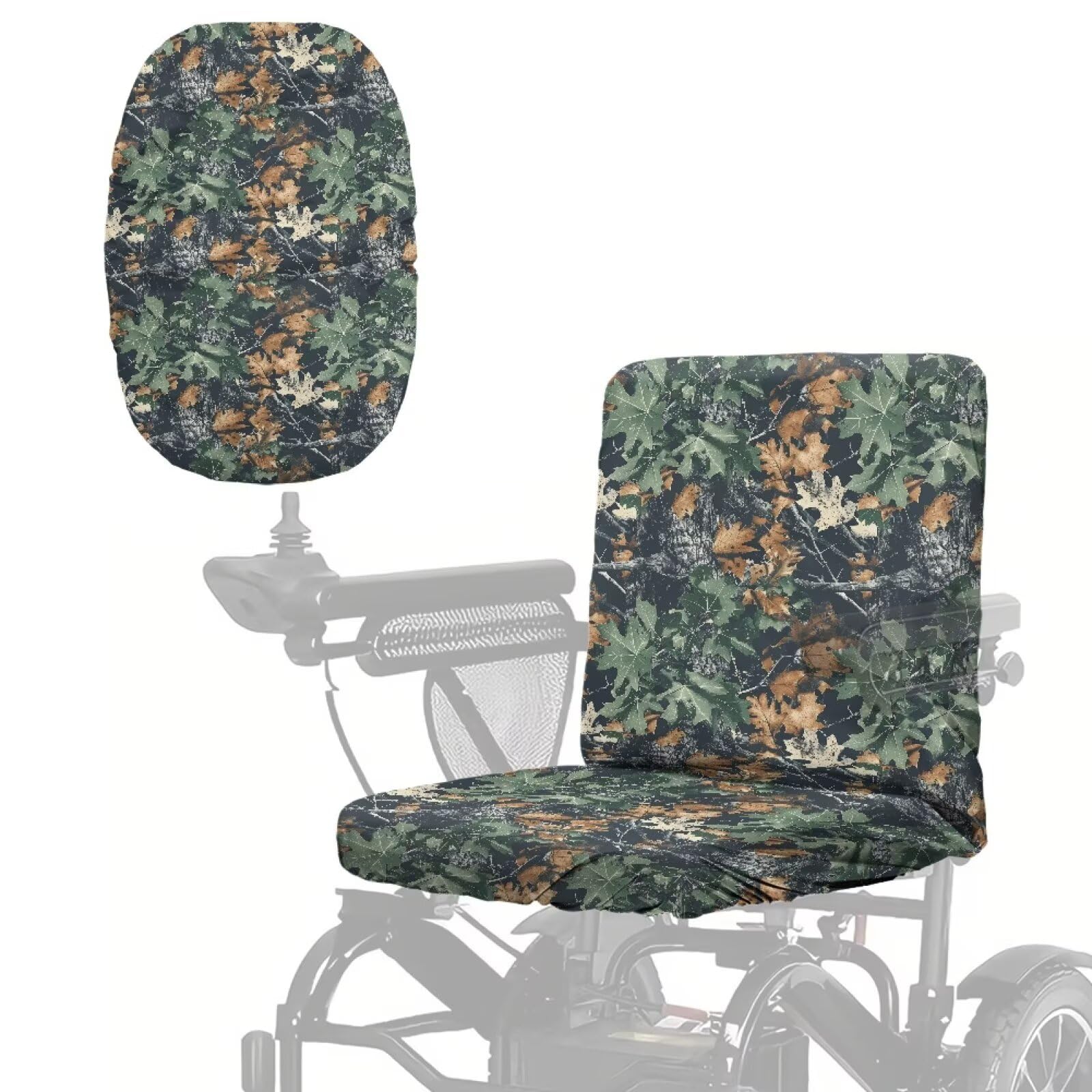 Poceacles Electric Wheelchair Seat Cover Mobility Scooter Seat Cover, Mobility Scooter Protector Accessories All-Weather Protection from Sun Rain Snow Dust UV, Hunting Forest Camouflage Leaf โ image 1
