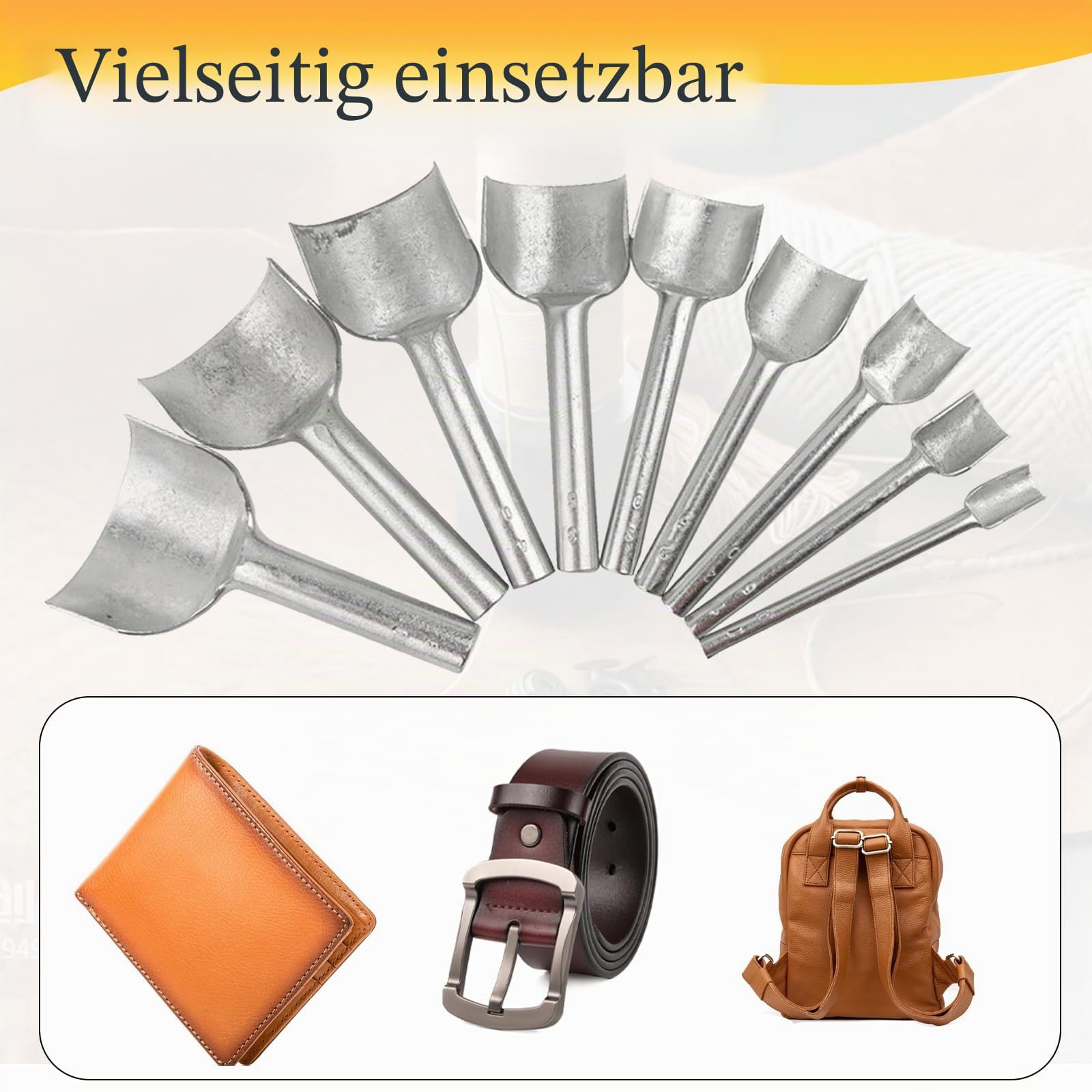 9 Stück Leder Werkzeug, 10mm-50mm Punziereisen Leder Locher für Gürtel Brieftaschen und Uhrenarmbänder Lederhandwerk