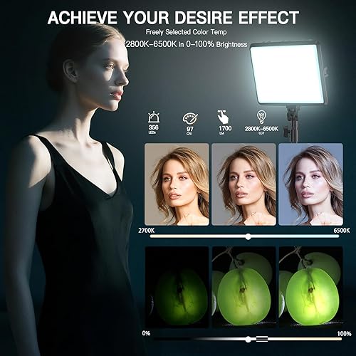 Miniatura 3 de NiceVeedi - Kit de luz de video LED, kit de iluminación de fotografía NiceVeedi de 2800-6500K, luz de estudio regulable con soporte de trípode y