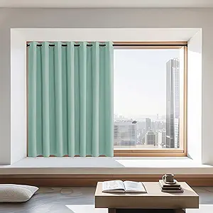 NICETOWN Blackout Curtains 72 inches Long, Grommet Privacy Window Treatment Thermal Insulated Room Darkening Sliding Glass Door Drape for Bedroom Living Room, 1 Panel, W100 x L72, Aqua Blue