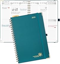 POPRUN 2026 Weekly View Spiral Large A4 21 x 30.2 cm Hardcover in Planner 12 Months from Jan 2026 to Dec 2026, Plastic Rule, 100 GSM Paper, Pacific Green
