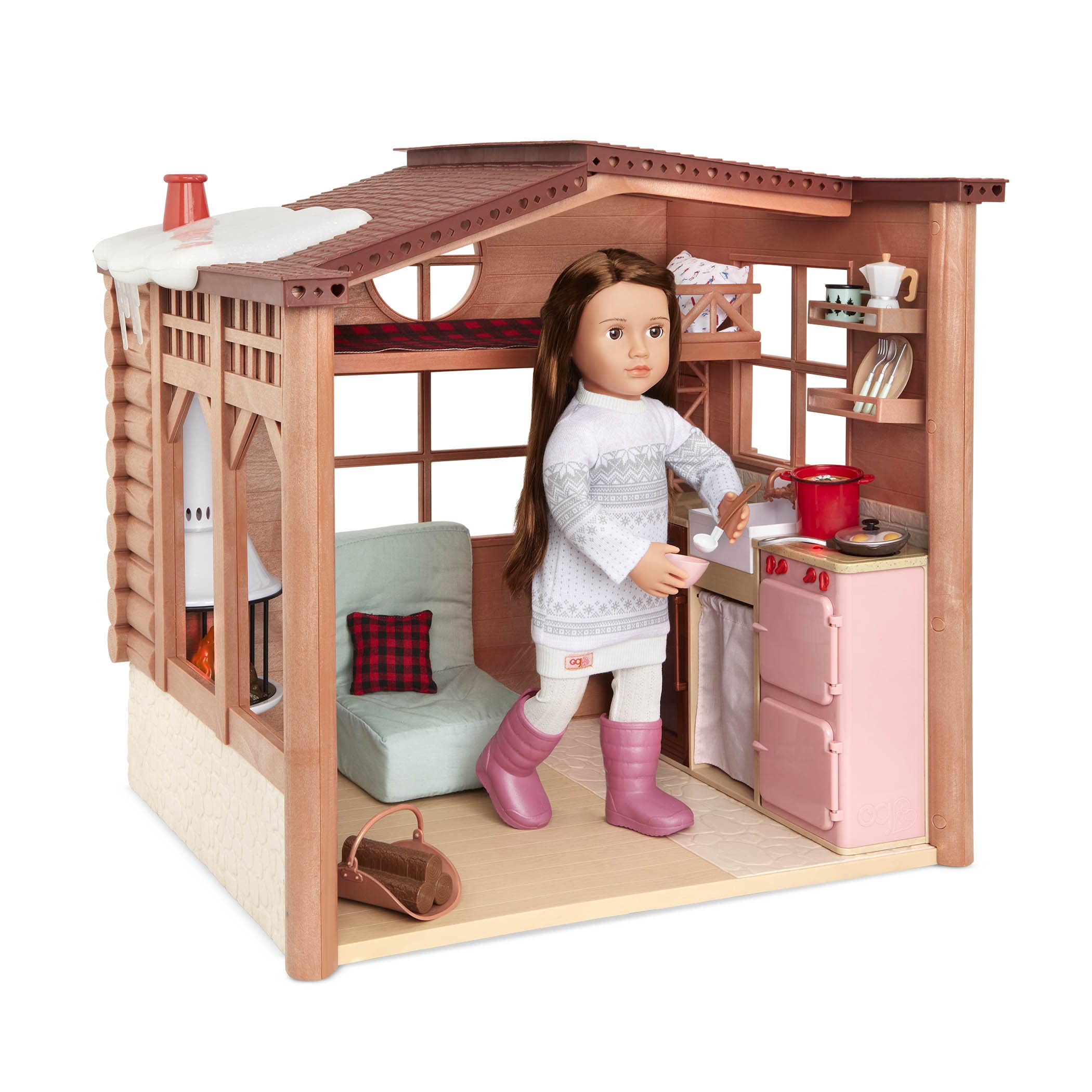 Our Generation - Cozy Cabin 46 cm Doll House - Winter Doll Accessories for Kids Ages 3 and Up, BD37961Z