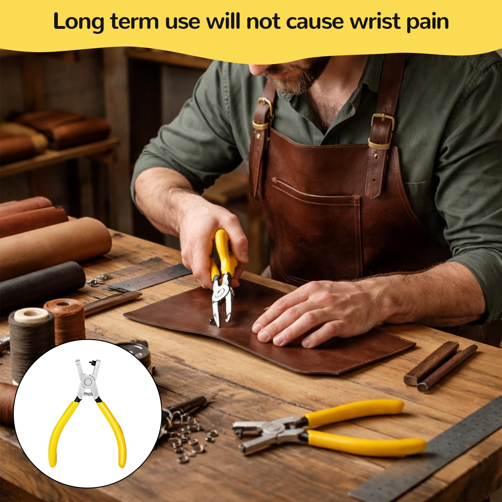 Mini pinza per fori per cintura da 5 pollici, pinza per fori in pelle, con antiscivolo, per cinturini per orologi, pelle e fai da te