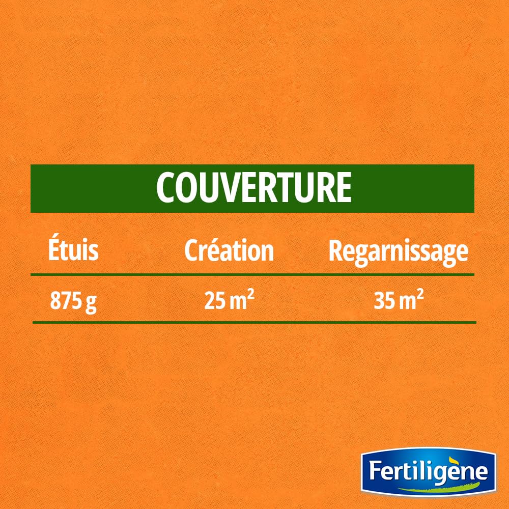 FERTILIGENE OMBR25 - Semences Gazon Terrain Ombragé 875 g - Pour 200m² - Premières pousses en 1 semaine