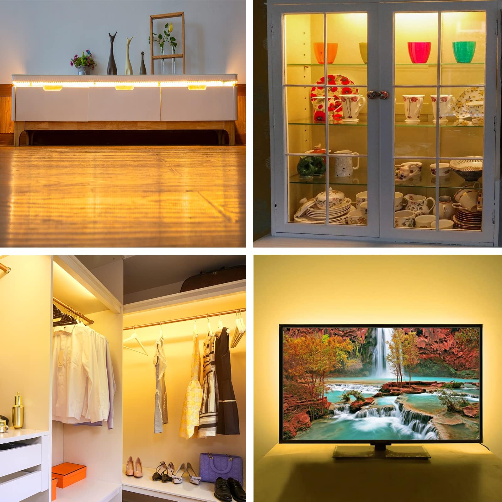 WOBANE 2m LED Unterbauleuchte,Unterschrank Beleuchtung küche mit Schalter,Heller 4 x 50cm Warmweiß küchenunterbauleuchte,12V lichtleiste für TV,Regale,Schrank,Vitrinen,Schreibtisch,1200 Lumen,2700K