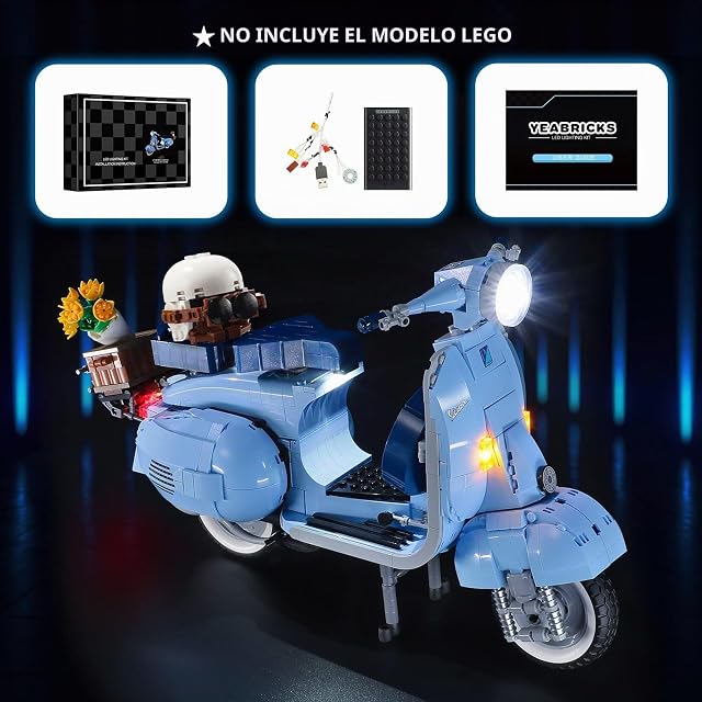Foto 5 de 6 de YEABRICKS Kit de Luces LED para Lego-10298 Creator Vespa 125 Modelo de Bloques de Construcción (Juego de Lego…