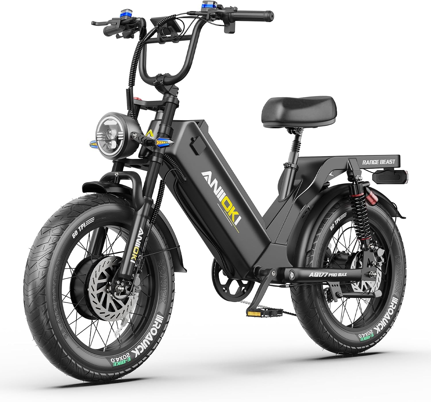 ANIIOKI eBikes for Adults, 200+ Miles Long Range Electric Bike, 28 MPH High Speed Commuting Ebikes, 70Ah Battery,20×4" Fat Tire All Terrain Ebike
