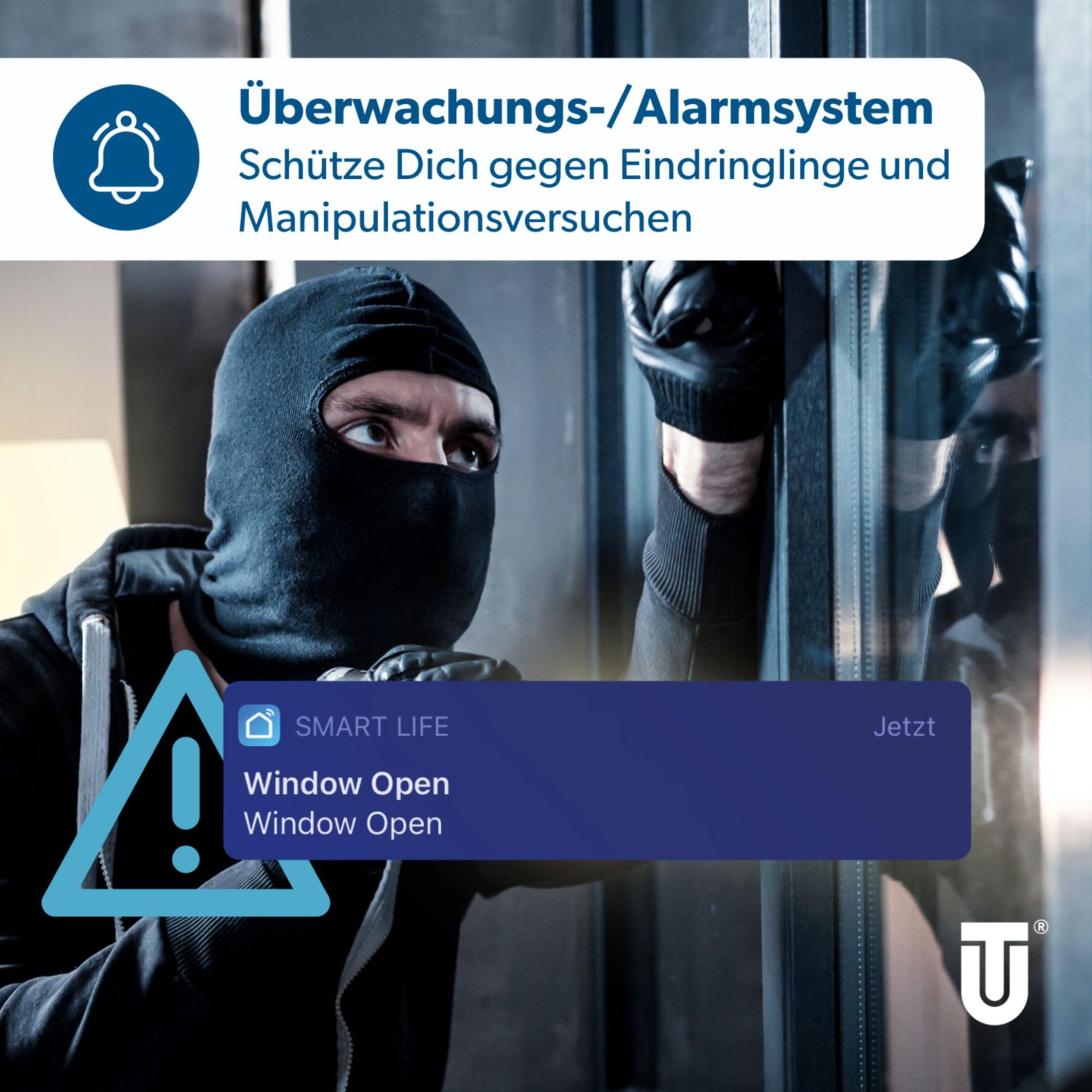 Unitec Czujnik magnetyczny do drzwi/okien z Wi-Fi, powiadomienia na smartfonie, czujnik ostrzegawczy WLAN, nie wymaga bramki, zasilanie bateryjne