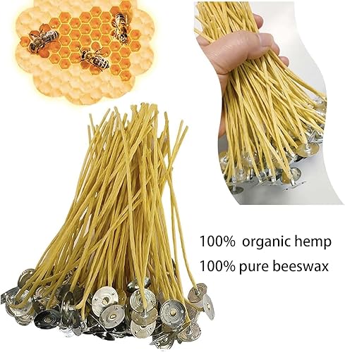 Miniatura 3 de Mechas para velas 100 unidades de 8 pulgadas de cáñamo, mechas de 2.5mm de cera de abeja orgánica para hacer velas, mecha para vela de mantequilla,