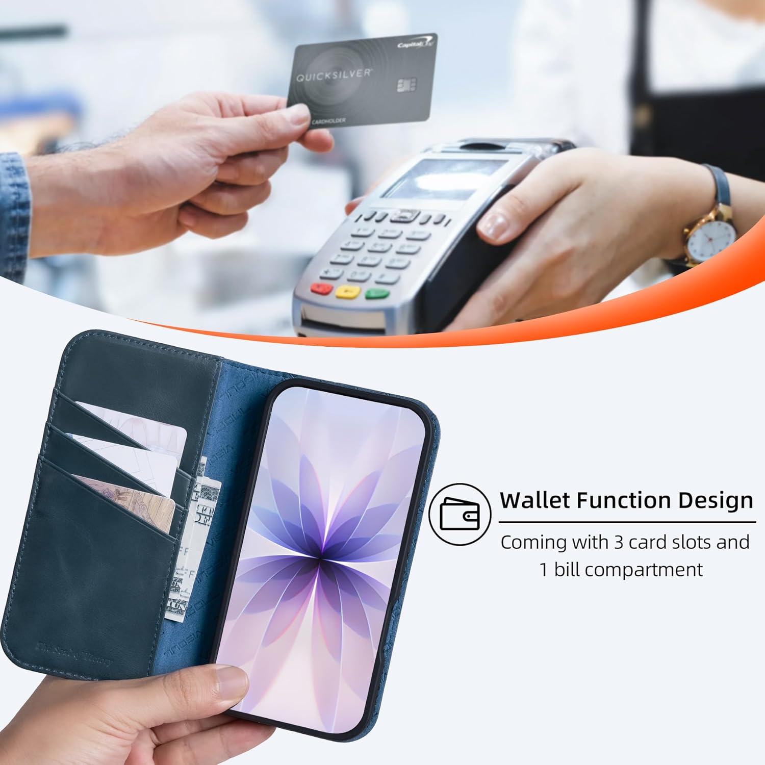 VISOUL Case for iPhone 17 Genuine Leather Wallet Case, Magnetic Flip Folio Cover with RFID Blocking Card Holders Kickstand Book Case Compatible with iPhone 17 (6.3 inch)-Blue