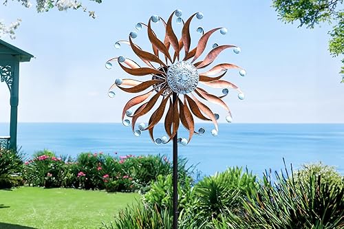 Miniatura 7 de LimeHill Molinillo de viento de metal para jardín y patio, molinillos de viento cinéticos para exteriores grandes (24 x 84 pulgadas)