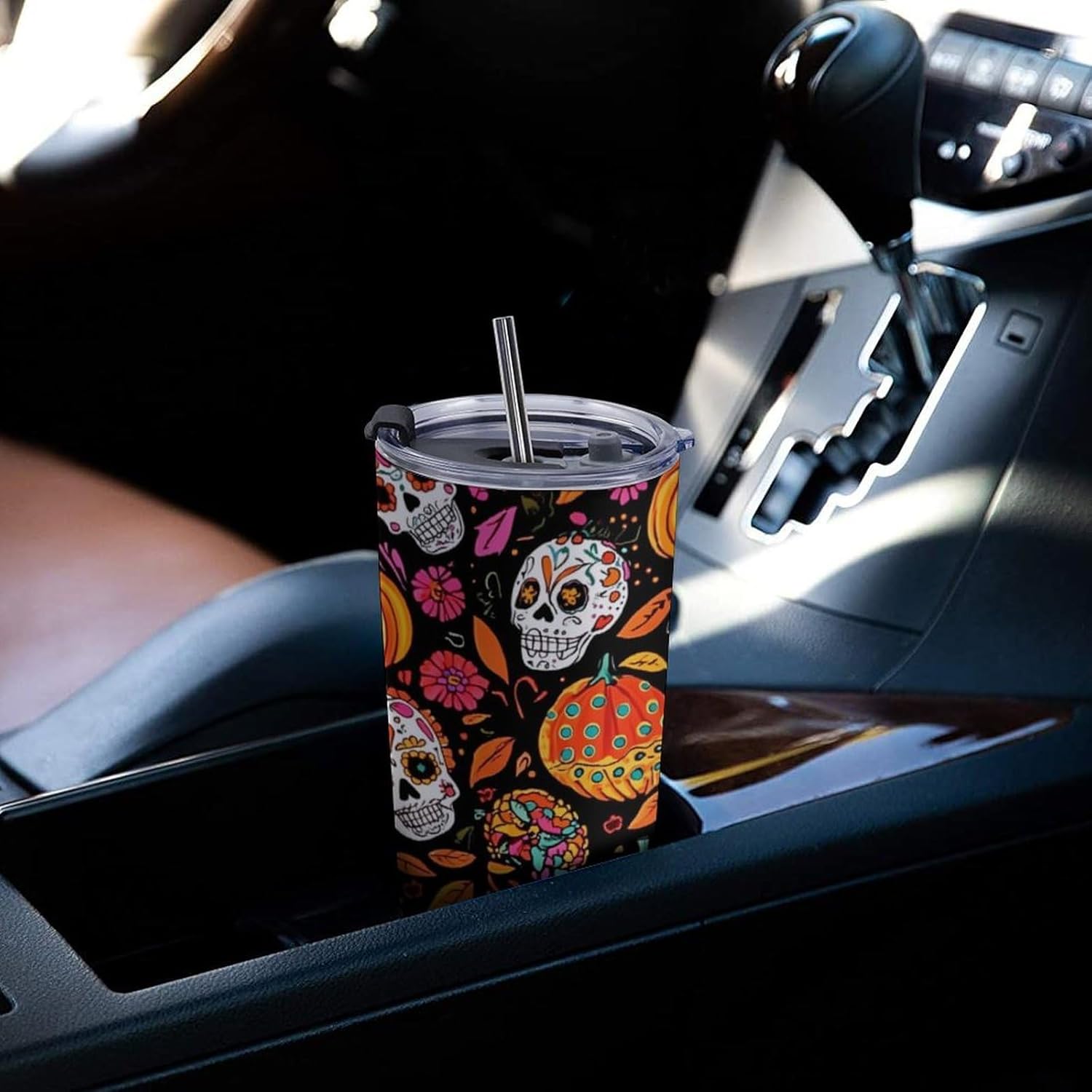 Halloween Pumpkins Skull Travel Coffee Mug Stainless Steel Insulated Tumbler Water Bottle Tea Cup for Home Office
