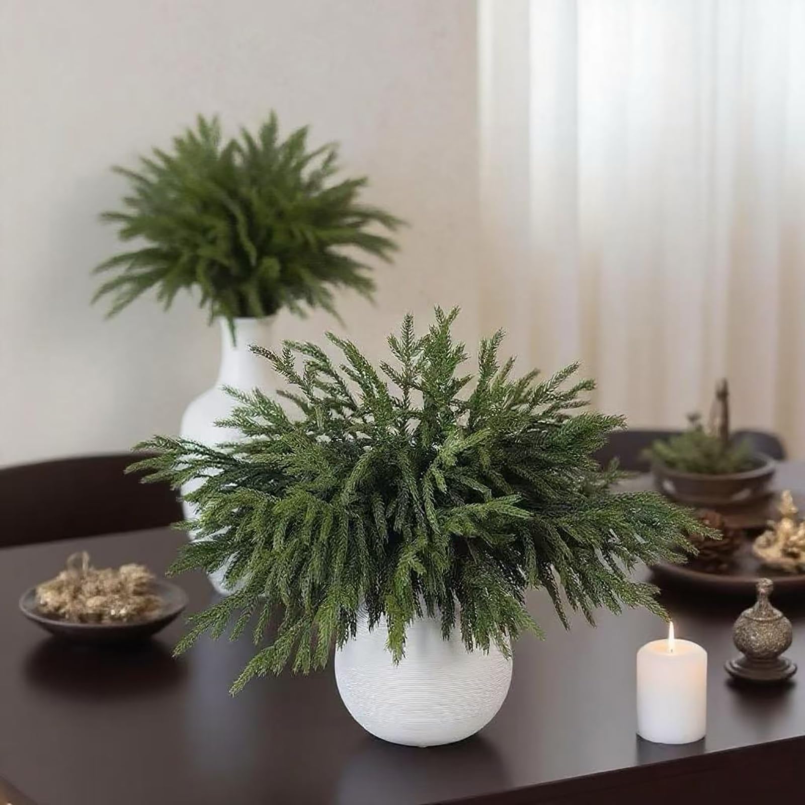 Künstliche Tannenzweige Wie Echt, 12 Künstliche Tannenzweige, 43 cm, Naturgetreu, für Selbstgemachte Blumenarrangements, Weihnachtsdekoration für Zuhause und Drinnen