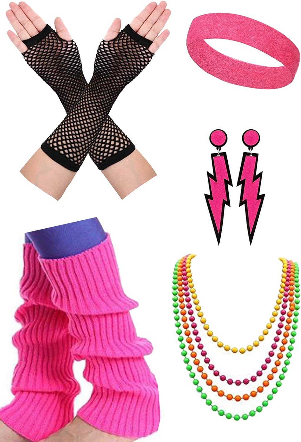 malishow 80s Neon Leg Warmers 80's Outfit Costume Accessories for Women (One Size, M01) : Clothing, Shoes & Jewelry