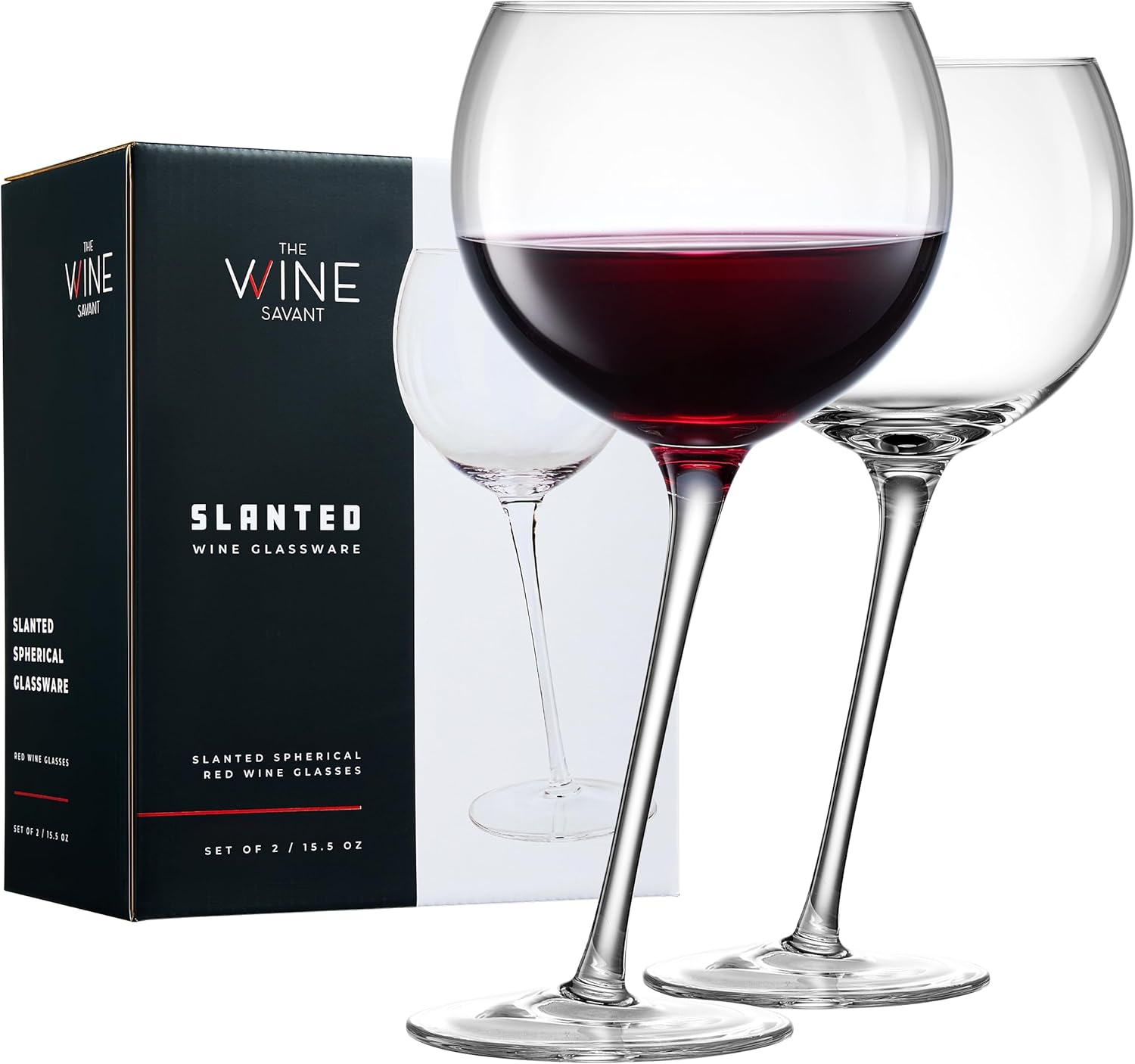 Drunk and Tipsy Funny Leaning Wine Glasses - Set of 2-15.5OZ Unique Wine Glasses for Red or White Wine - Humorous Novelty Drinkware for Parties, Bars, and Home Gift Idea - Dishwasher Safe Glassware