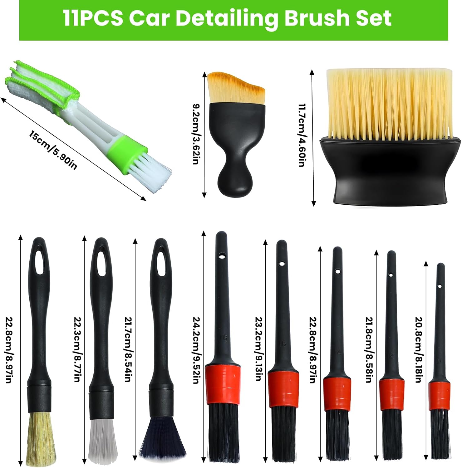 11 Pcs Car Interior Detailing Brush Set, Car Interior Soft Cleaning Brush for Interior Automotive Air Vent, Dashboard, Leather, Wheel, Air-Conditioning Outlet Cleaning image 2
