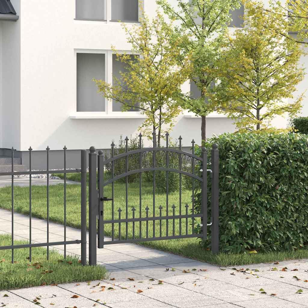 vidaXL Puerta de Cerca con Punta de Lanza KAMPEN 103 x 75 cm Acero, Puerta de cercas tradicionales, seguridad para jardín y terraza, entrada rústica para tu patio