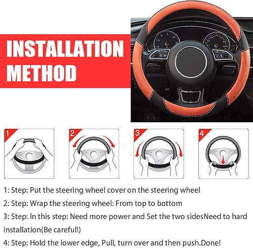 Miniatura 5 de BESULEN Funda para volante de automóvil, protector de volante de cuero de microfibra, antideslizante y transpirable para hombres y mujeres,