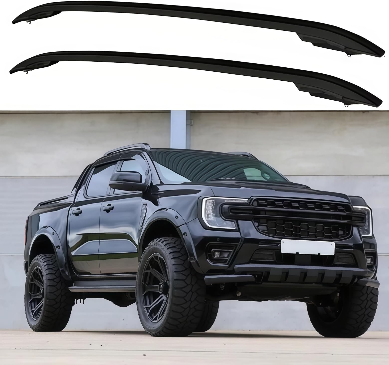2PCS Roof Rack Rails Fits for Ford Ranger 2024 2025 2026 Cargo Crossbars Luggage Carrier Kayak Canoe Bar Aluminum