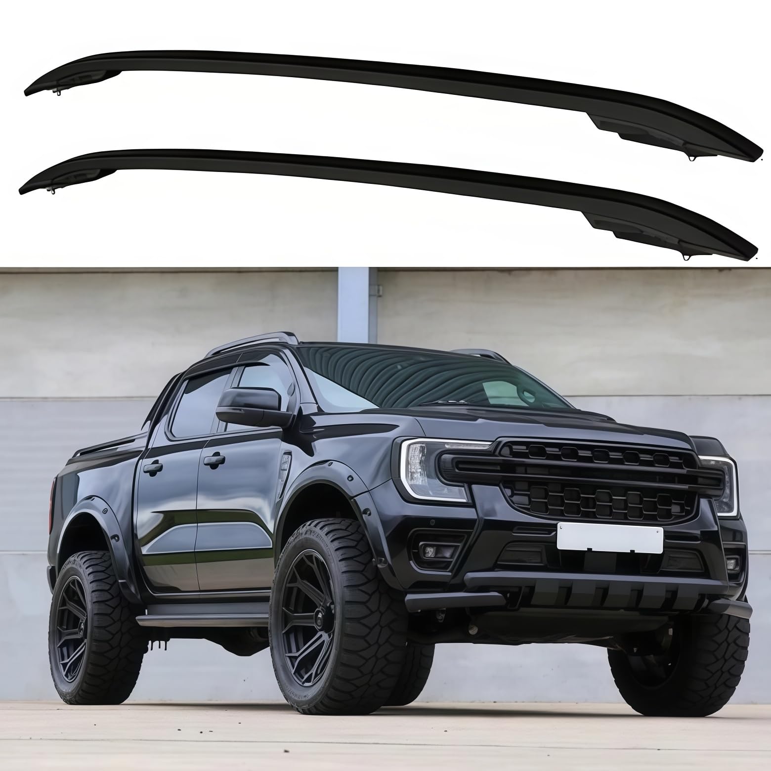 2PCS Roof Rack Rails Fits for Ford Ranger 2024 2025 2026 Cargo Crossbars Luggage Carrier Kayak Canoe Bar Aluminum