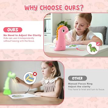 CS COSDDI Drawing Projector for Kids, Easter Baskets for Kids Rechargeable Dinosaur Projector, Easy Tracing Toy for Toys Ages 3-14 to Learn Drawing, Perfect Art & Craft Easter Gift for Girls & Boys