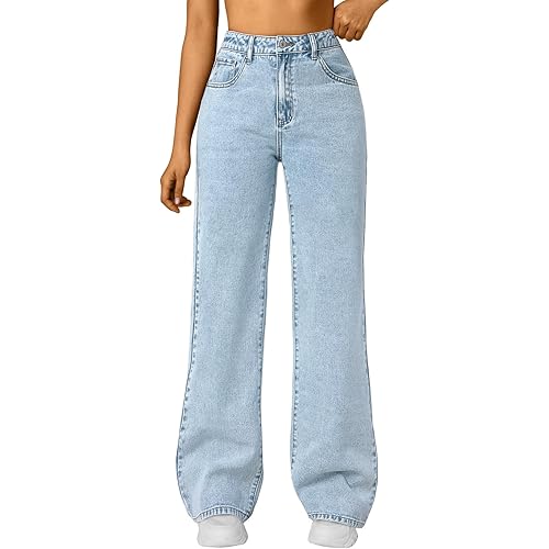Trendy Queen Jeans for Women Wide Straight Leg High Waisted Stretchy Baggy Jeans Fashion Loose Denim Pants Fall 2025