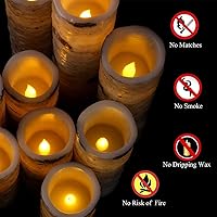 Vista 4 de Velas LED parpadeantes sin llama con efecto corteza de abedul, juego de 9 pilares de cera real que funcionan con pilas con control remoto de 10 6