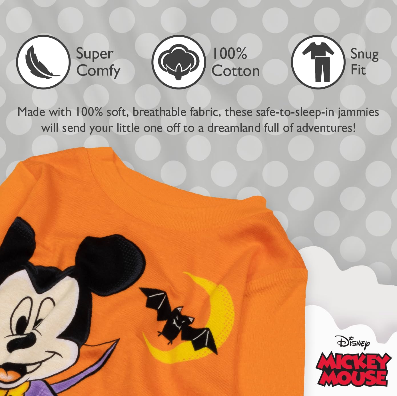 MICKEY MOUSE Monster Inc. | The Nightmare Before Christmas Schlafanzug aus Baumwolle, eng anliegend, 2-teiliges Set für Kinder