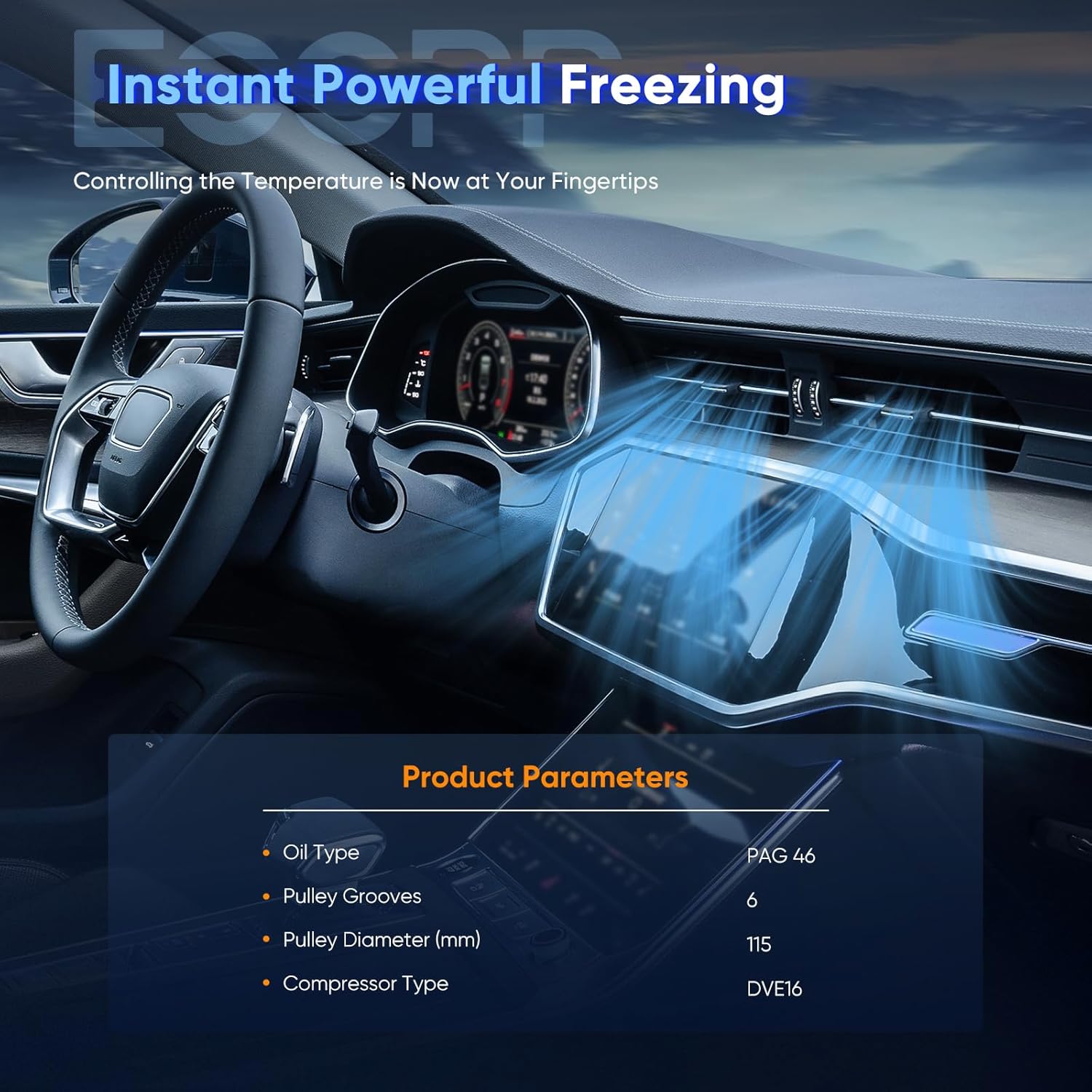 ECCPP AC Compressor with Clutch 2014-2015 Fit for Hyundai Tucson 2.0L Fast Cooling AC Compressor