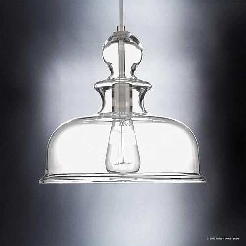 Miniatura 3 de Urban Ambiance Lámpara colgante moderna de lujo, tamaño mediano 11-14 x 12 pulgadas, con elementos de estilo aislante eléctrico, acabado de níquel