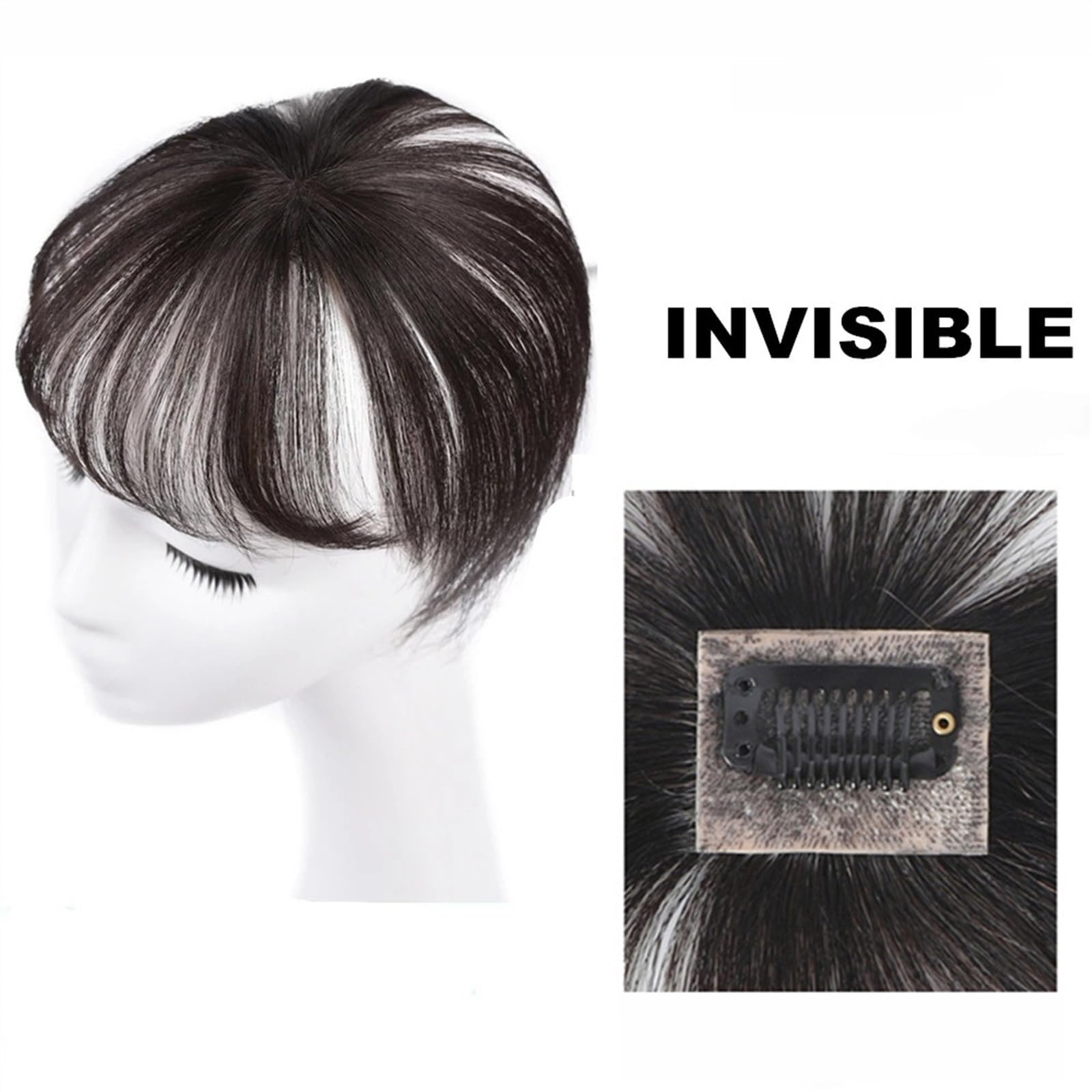 Frangia Clip Capelli Frangia di capelli umani con clip di parte superiore in Topper senza cuciture e estensione di frangia Clip di frangia naturale 3D in frangia Pezzi di capelli brasiliani non remy f