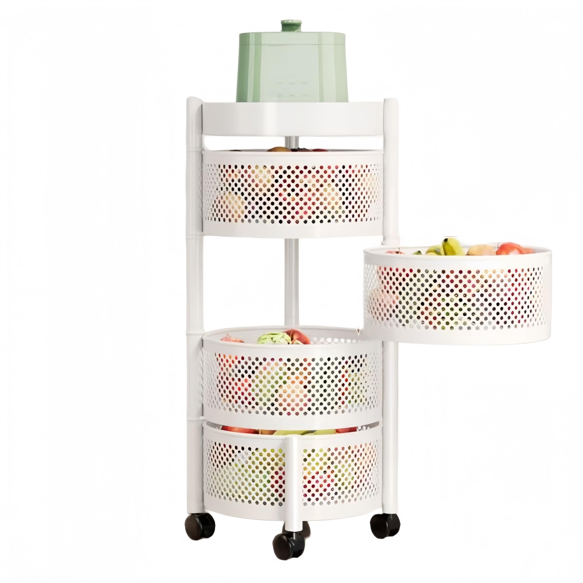 Étagère de rangement avec paniers métalliques rotatifs robustes