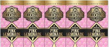 Billionaire Wraps - Pink Lemonade Flavor - 5 Pouches, 2 Leaves Each. 10 Total Leaves.