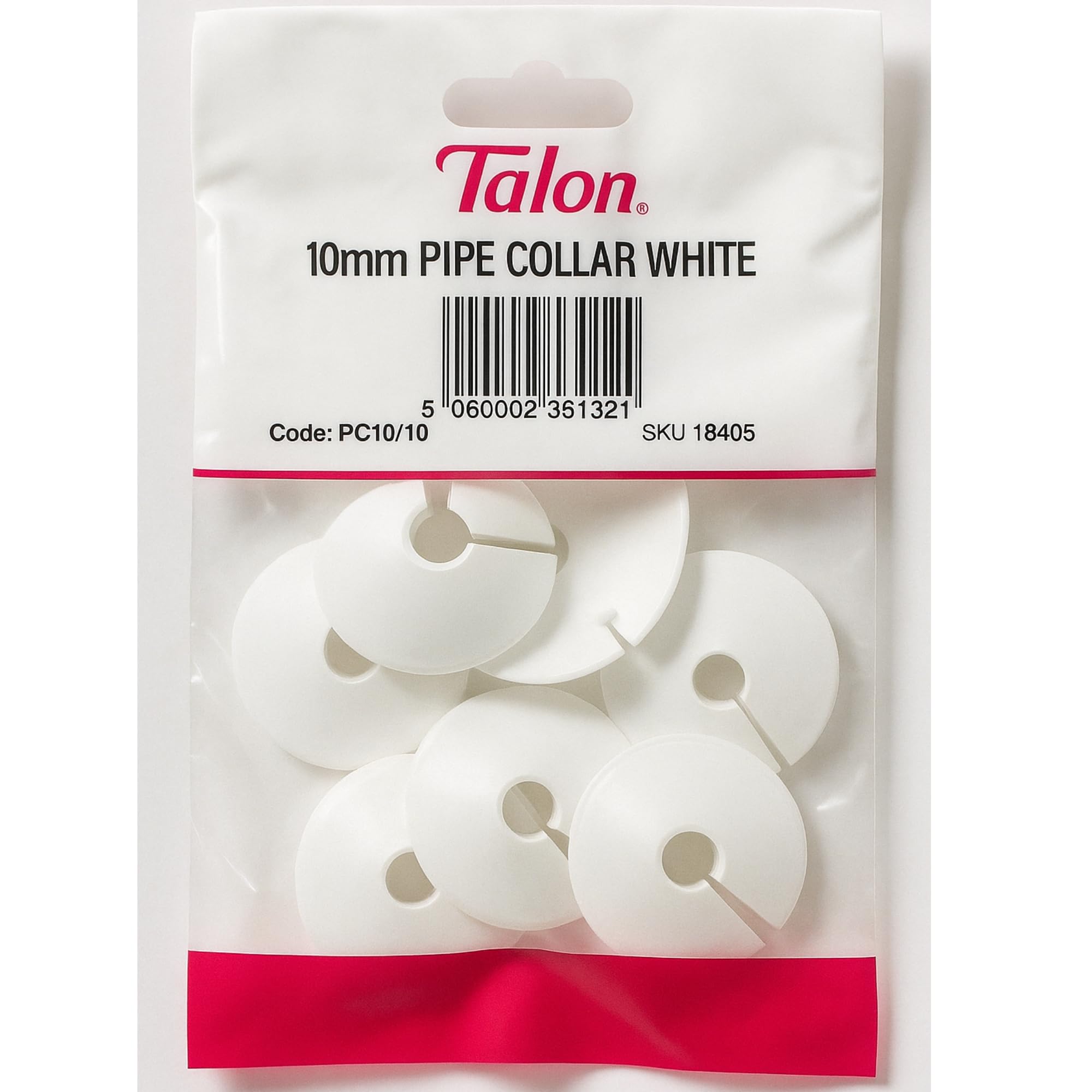 Westco 10mm White Plastic Pipe Collar 10 Pack - Split Type Decorative Pipe Covers for Radiator & Basin Connections