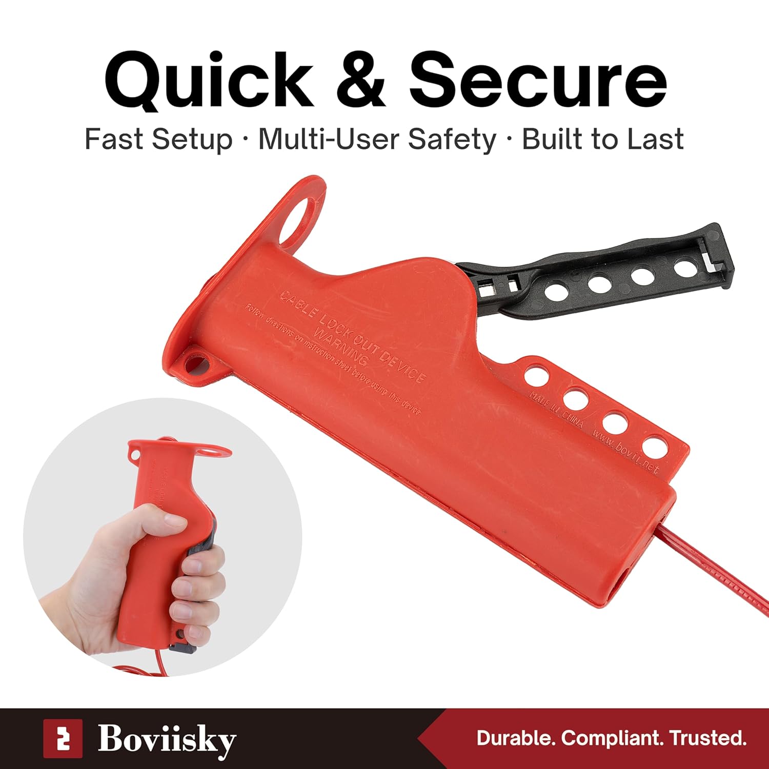 Lockout Tagout Cable Lock, 6 Pack Adjustable Cable Lock, Red Lockout tagout Cable with 3/16'' Diameter, 8' Length Lockout Cable, OSHA Compliant Cable Lock Loto