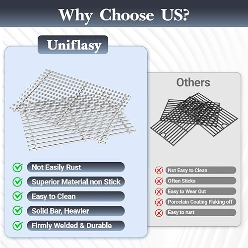 Miniatura 3 de Rejillas de cocina de acero inoxidable de 17 pulgadas para Home Depot Nexgrill 720-0830H 720-0830D, 720-0783E, 720-0783C, para piezas de repuesto