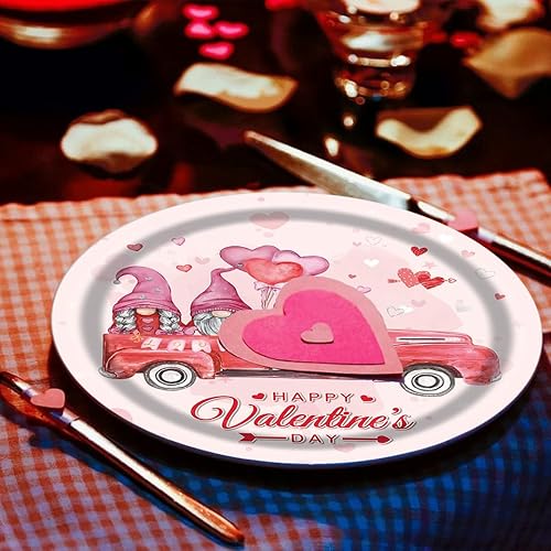 Miniatura 2 de ASVNRES 16 platos de papel para el día de San Valentín, platos de papel temáticos de fiesta, platos desechables rosados, plato redondo para fiesta