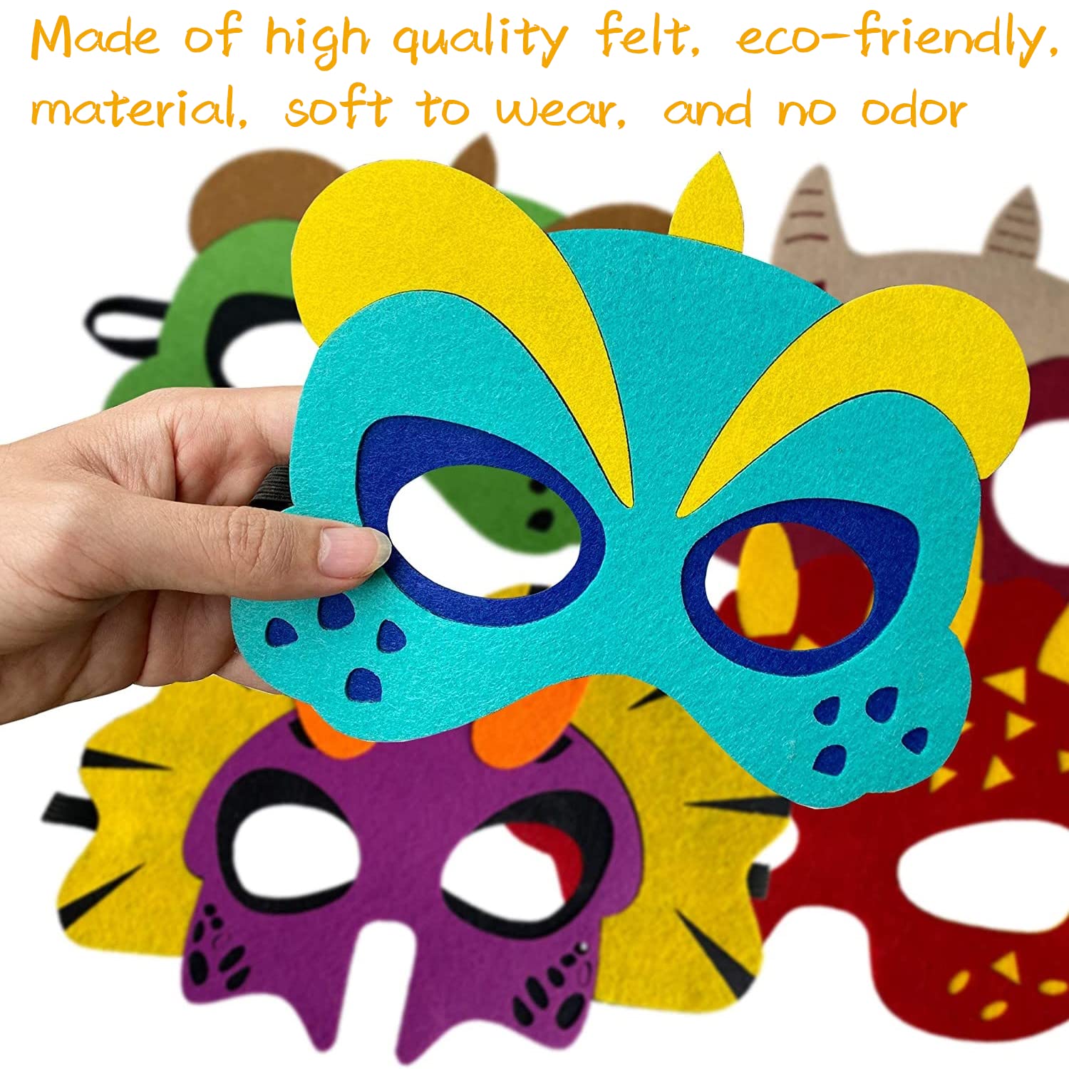 LATERN 24 Pezzi Maschere di Dinosauro in Feltro, Maschere per Bambini Maschera per Feste di Animali Riempitrici per Sacchetti per Feste Vesti Maschera per Cosplay per Masquerade Compleanni Giungla