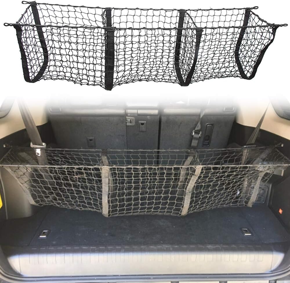 Three Pocket Cargo Net Trunk Cargo Organizer Truck Net Fit for Toyota 4Runner 2014 2015 2016 2017 2018 2019